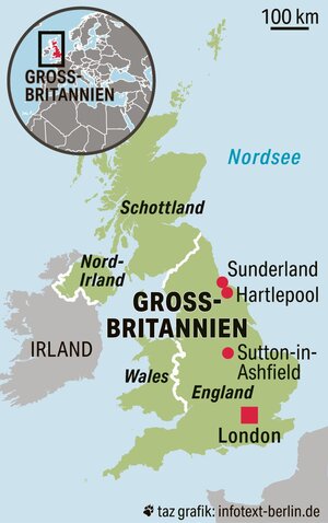 Eine Landkarte von Großbritannien Eine Landkarte von Großbritannien