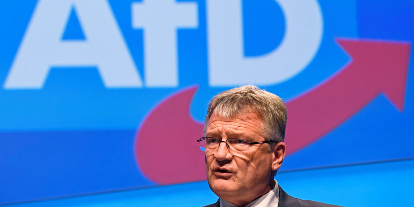 Joerg Meuthen vor AfD-Banner