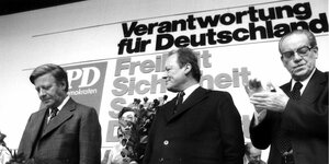 Schmidt, Brandt, Wehner in schwarz-weiß