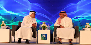 Aramco Pressekonferenz in Saudi-Arabien.