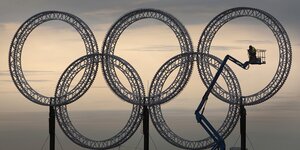 ein Grüst in Form der Olympischen Ringe