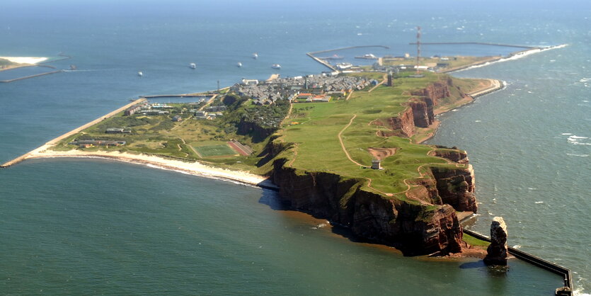 Eine Aufnahme der Insel Helgoland von oben