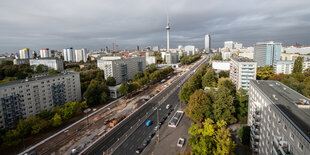 Blick aus der Luft auf die Karl-marx-allee