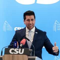 Ozan Iyibas bei der Landesversammlung des Arbeitskreis Migration und Integration der CSU im Oktober 2018 in München.