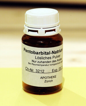 Ein Fläschchen mit Pentobarbital-Natrium. Ein Fläschchen mit Pentobarbital-Natrium.