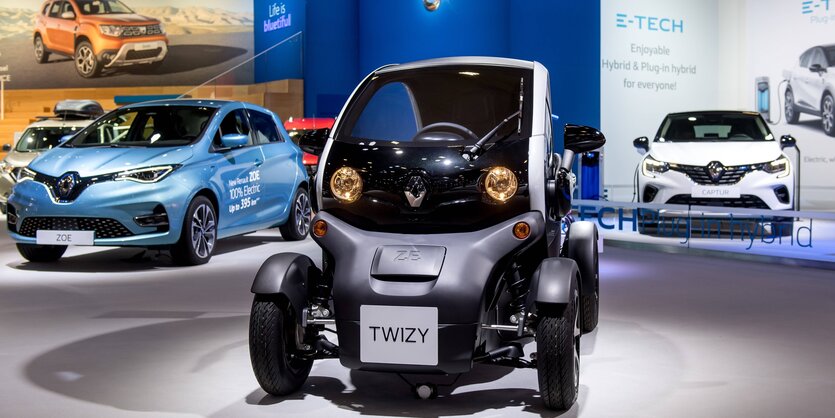 Renault-Modell Mini-Auto Twizy bei einer Messe in Brüssel im Januar 2020