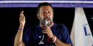 Innenminister Matteo Salvini spricht auf einer Kundgebung