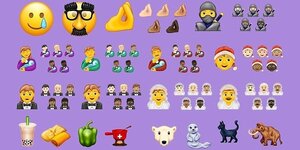 Viele Emojis auf lila Hintergrund