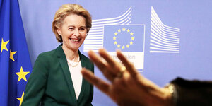 EU-Kommissionspräsidentin Ursula von der Leyen bei einer Pressekonferenz.