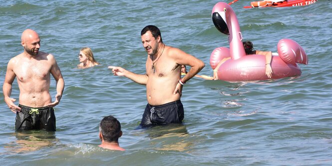 Salvini am Strand.