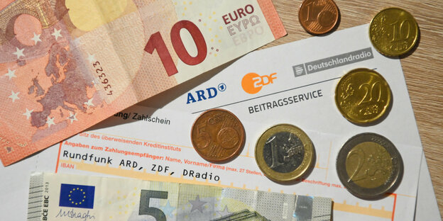 Geldscheine und Münzen im Wert von 18,36 Euro