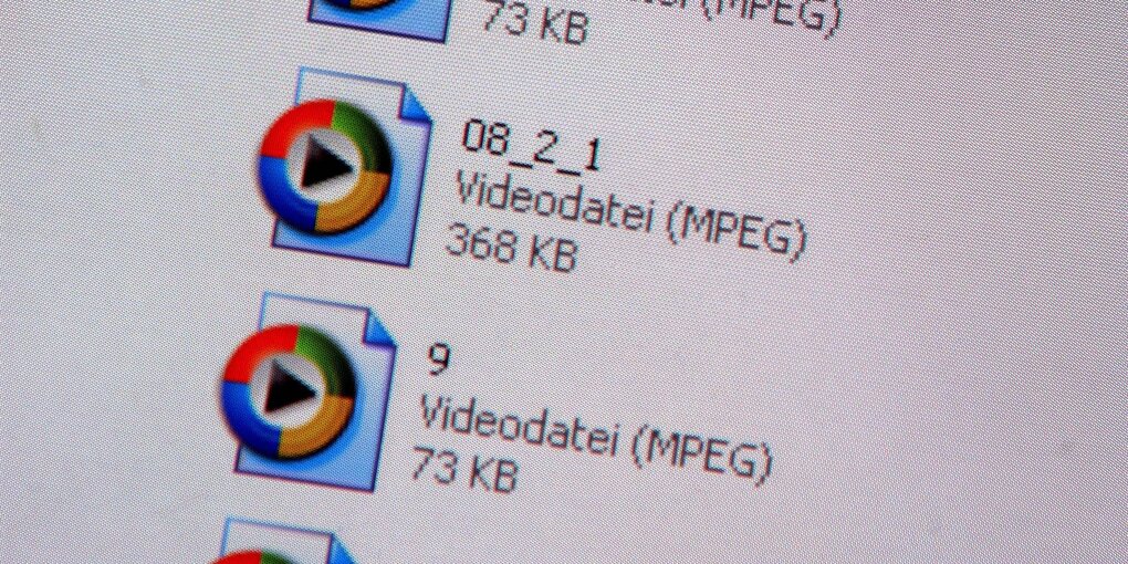 Blick auf Symbole von Videodateien