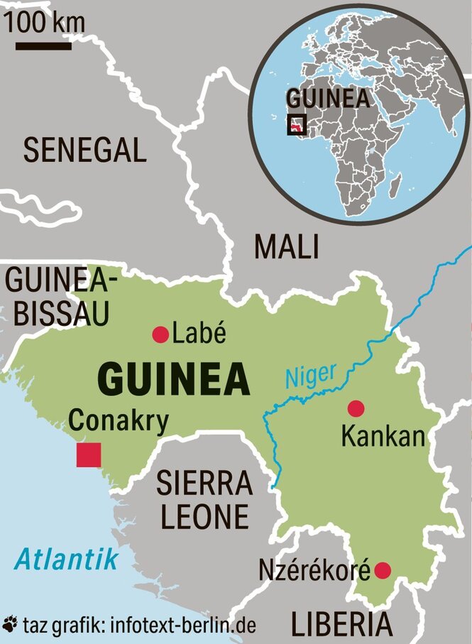 Eine Landkarte von Guinea