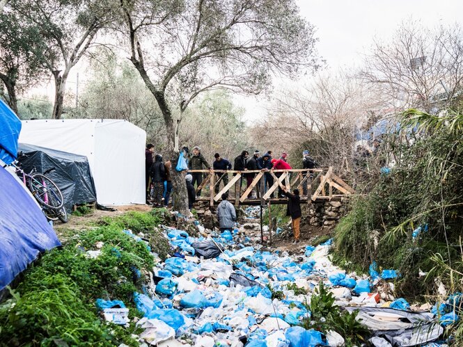 Müll im Flüchtlingslager Moria auf der grieschischen Insel Lesbos.