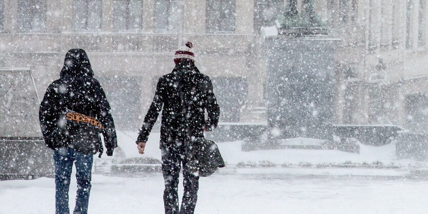 Straßenbild in Brüssel, Winter