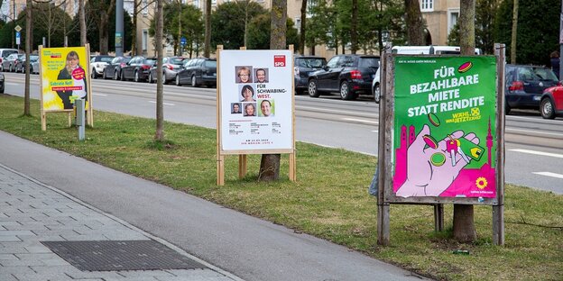 Wahlplakate zur Kommunalwahl in München