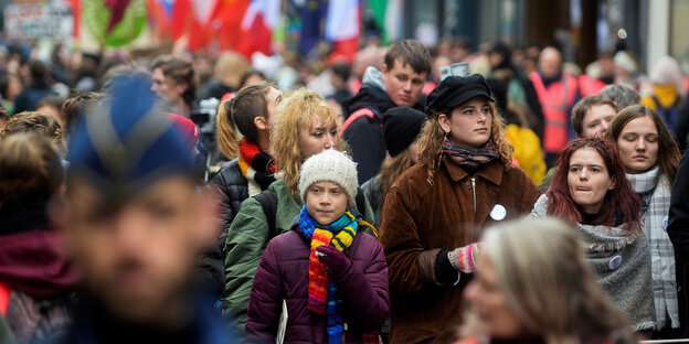 Greta Thunberg auf einer Demonstration