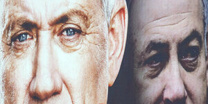 Die Portraits von Benny Gantz und Benjamin Netanjahu