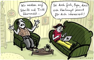 Vater im Sessel sagt 