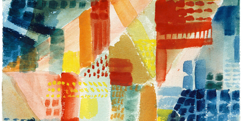 Ausschnitt des Aquarellbildes "Häuserrythmen" von Johannes Itten