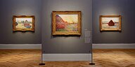 Installationsansicht Heuhaufen-Gemälde aus der Ausstellung "Monet. Orte"
