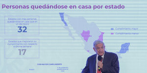 Andres Manuel Lopez Obrador, Präsident von Mexiko, spricht bei einer Pressekonferenz über die Einhaltung von Bewegungsbeschränkungen in verschiedenen Teilen des Landes.