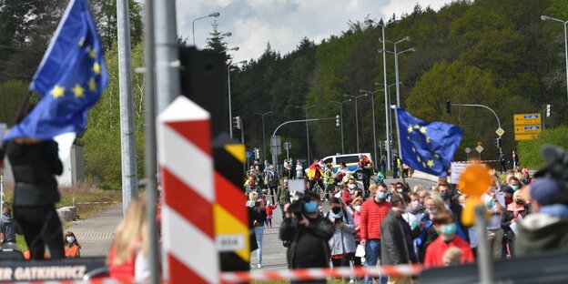 Polnische Grenzpendler*innen protestierten an der deutschen Grenze