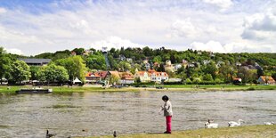 Frau füttert Vögel