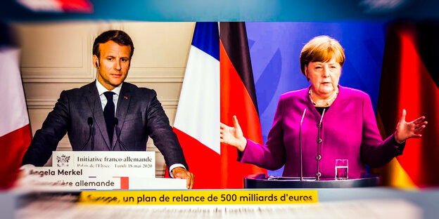 Videonkonferenz Macron und Merkel