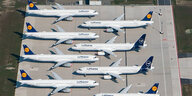 Geparkte Lufthansa-Flugzeuge