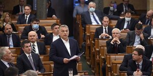 Viktor Orban spricht im ungarischen Parlament