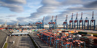 Blick über den Containerterminal Tollerort in Hamburg.
