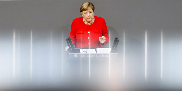 Angela Merkel bei ihrer Rede vor der Übernahme der EU-Ratspräsidentschaft
