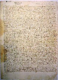 Handschrift: Brief des Kolumbus an den Hof von 1493 Handschrift: Brief des Kolumbus an den Hof von 1493