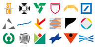 viele bunte Logos und Markenzeichen, etwa Deutsche Bank