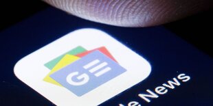 Logo von Google News auf dem Bildschirm