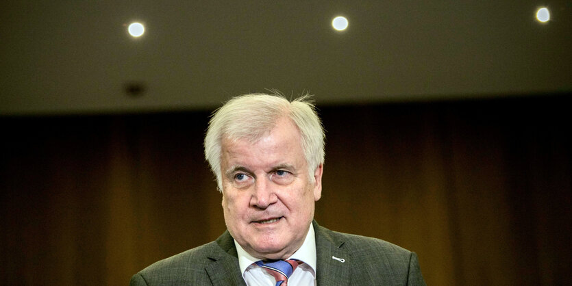 Horst Seehofer bei einer Sitzung des Rates für Justiz und Inneres