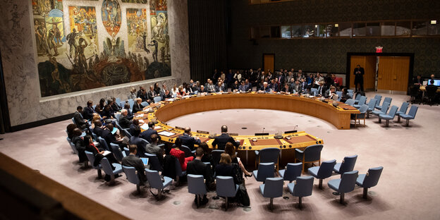 Blick auf eine Sitzung des Sicherheitsrates der Vereinten Nationen