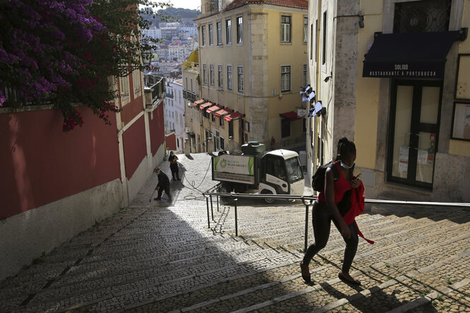 Ein Treppe in einer Altstadt.