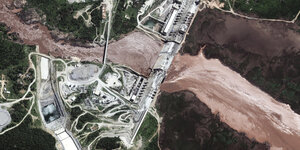 Ein Satellitenbild zeigt den äthiopischen Staudamm am 26. Juni
