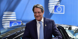 Der zypriotische Präsident bei einer Sitzung des Europäischen Rats