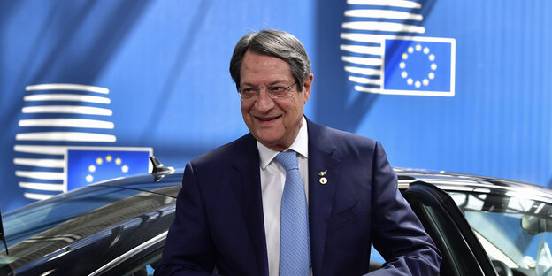 Der zypriotische Präsident bei einer Sitzung des Europäischen Rats