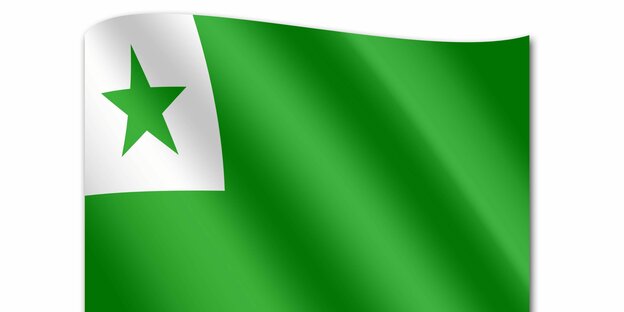 die Flage der Esperanto ist grasgrün mit einem grünen Stern auf weissem Grund in der oberen Ecke