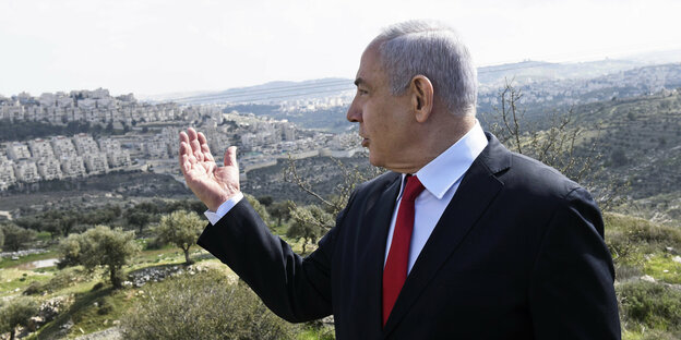 Premierminister Benjamin Betanyahu besucht die Gegend um die Siedlung Har Homa auf der besetzten West Bank