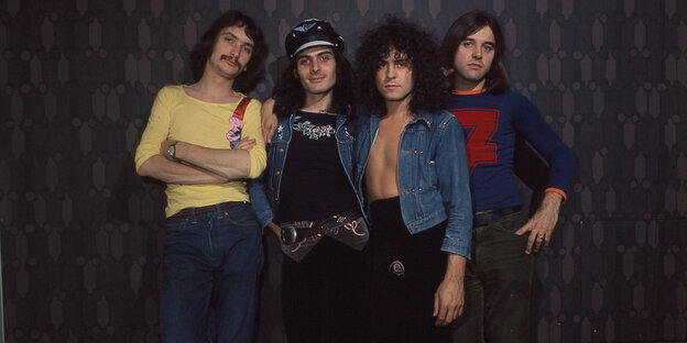 Die vier Mitglieder der Band T. Rex 1972