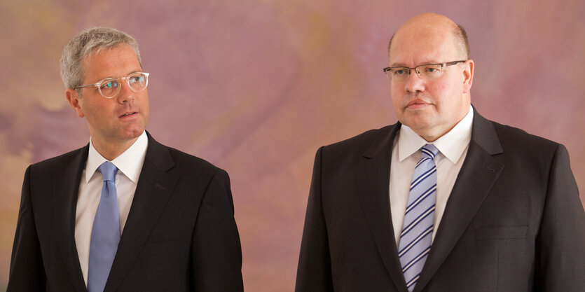 Norbert Röttgen und Peter Altmaier, beide im Anzug