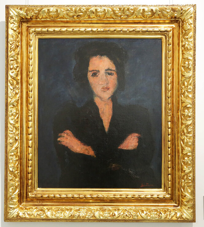 Das Original Bild "Eva" von Chaim Soutine in einem goldenen Rahmen