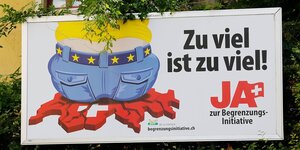 Eion Wahlplakat zur Volksabstimmung über die Begrenzung der Zuwanderung in die SChweiz