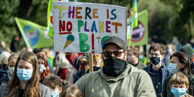 Menschenmenge demonstriert für Klimaschutz