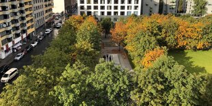 Der am Mittwoch eröffnete Besselpark in Kreuzberg aus der Vogelperspektive